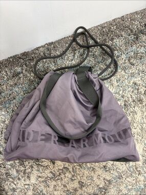 Under Armour Bag Lavender Drawstring Tote Handles Nylon Lined Pocket Small